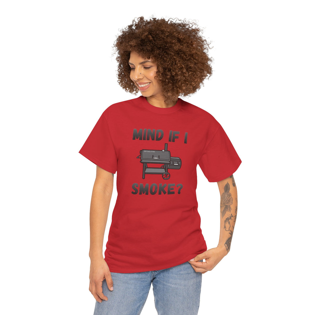 Grill T-Shirt — "Mind If I Smoke?" BBQ Smoker Tee for Grill Masters