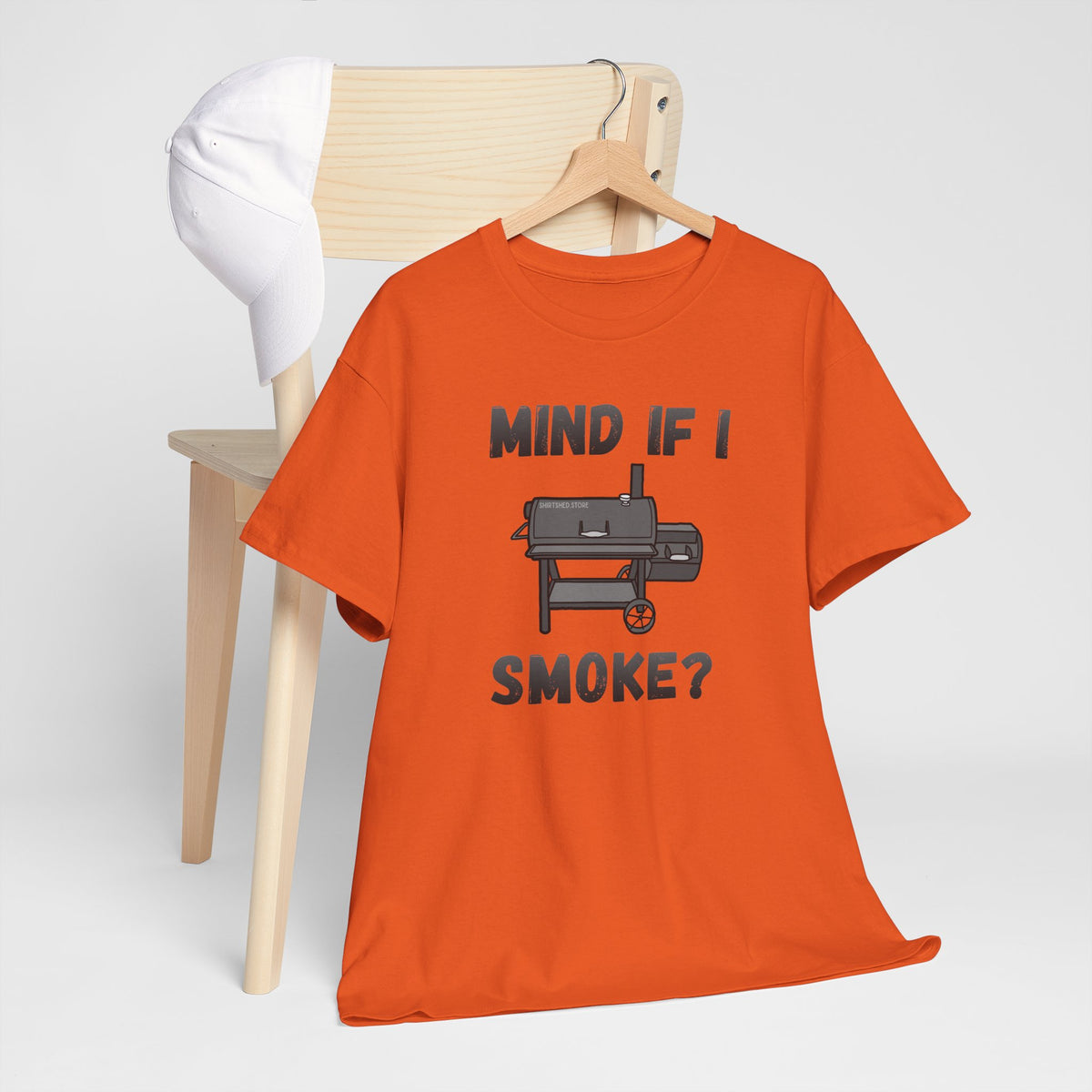 Grill T-Shirt — "Mind If I Smoke?" BBQ Smoker Tee for Grill Masters