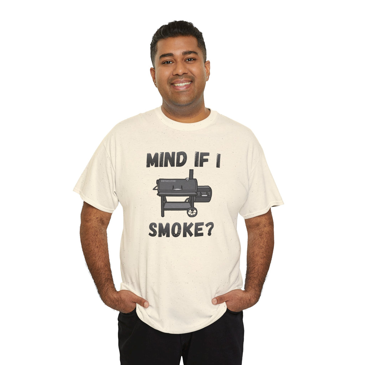 Grill T-Shirt — "Mind If I Smoke?" BBQ Smoker Tee for Grill Masters