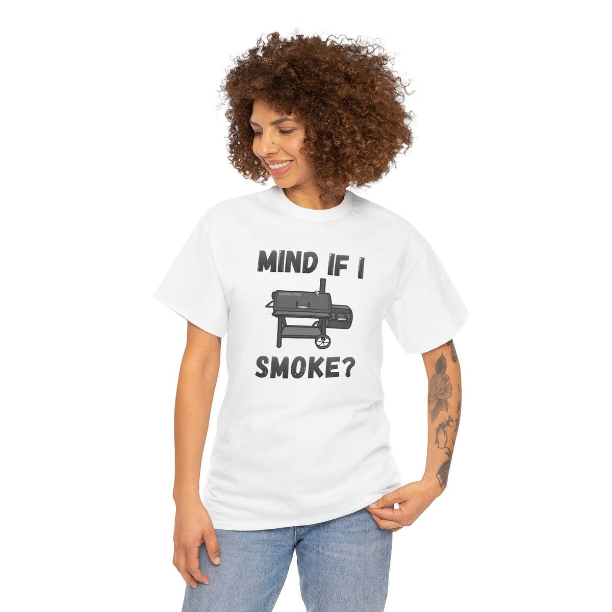 Grill T-Shirt — "Mind If I Smoke?" BBQ Smoker Tee for Grill Masters