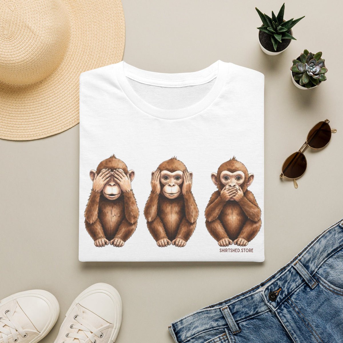 3 Wise Monkeys T-Shirt —