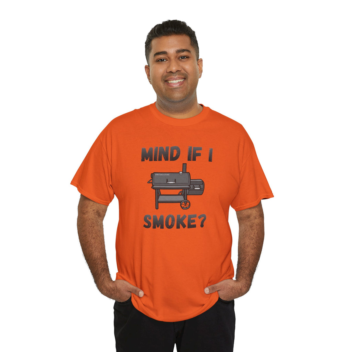 Grill T-Shirt — "Mind If I Smoke?" BBQ Smoker Tee for Grill Masters