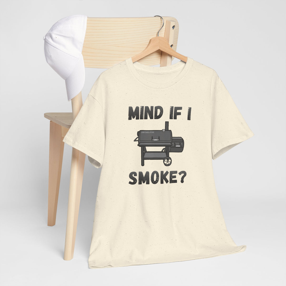 Grill T-Shirt — "Mind If I Smoke?" BBQ Smoker Tee for Grill Masters