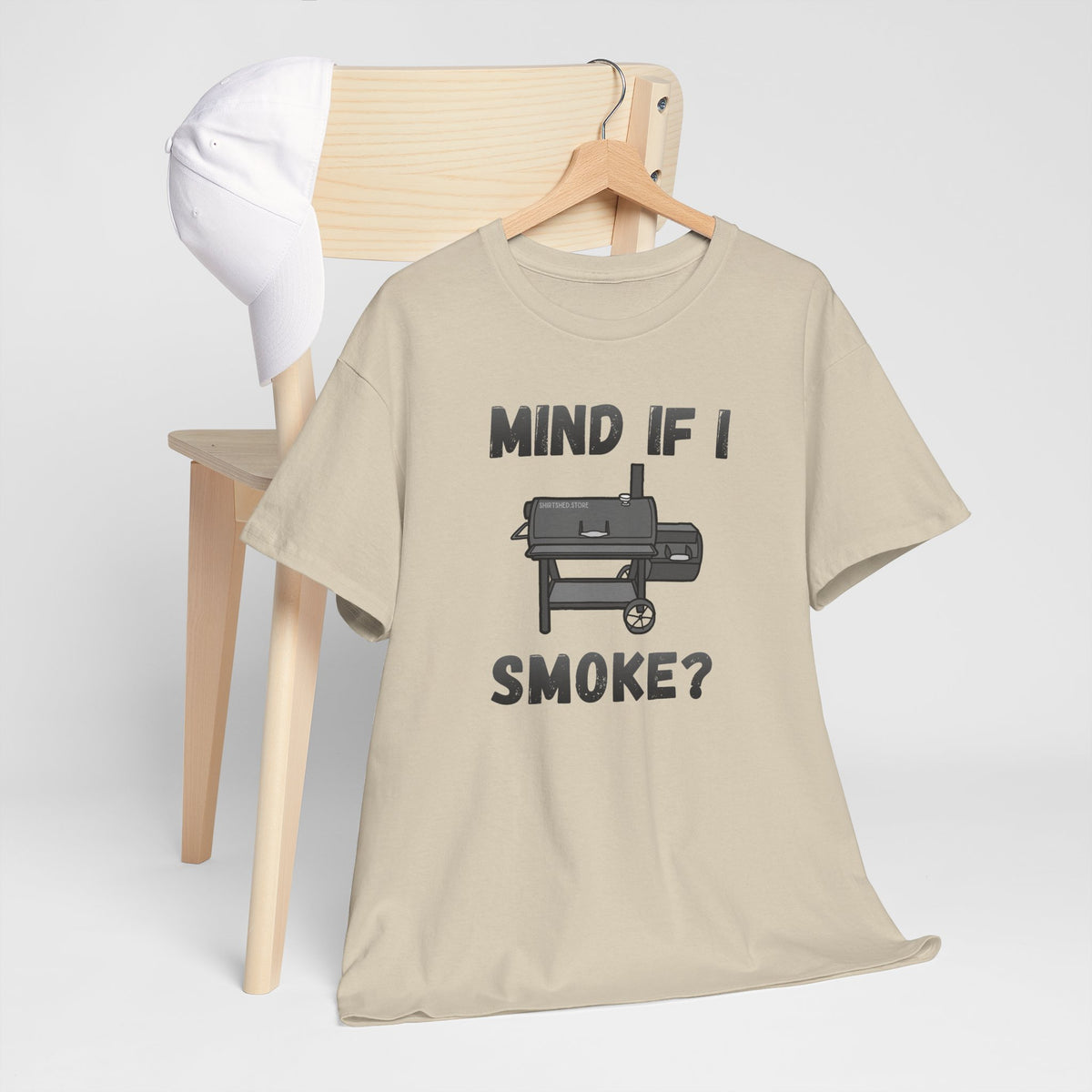 Grill T-Shirt — "Mind If I Smoke?" BBQ Smoker Tee for Grill Masters